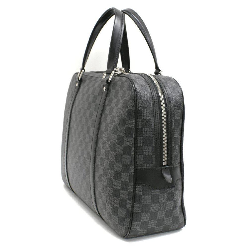Louis Vuitton Voyage Documents Black Briefcase Porte Graphite Damier Gray